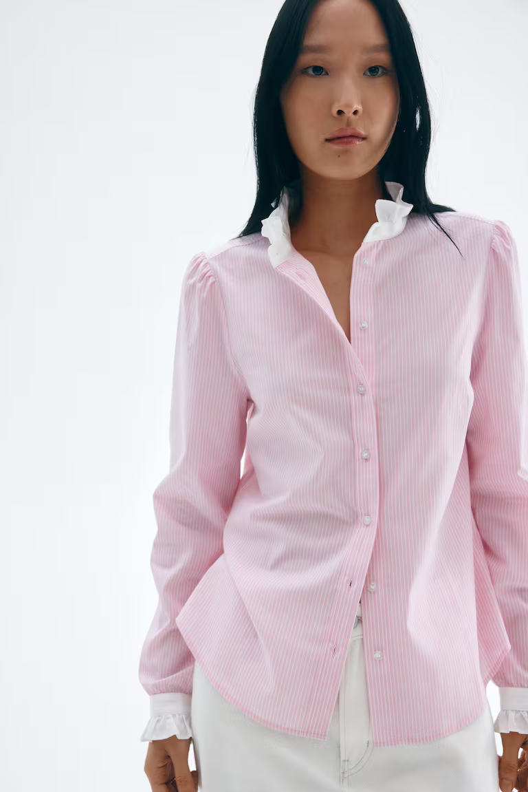 Ruffled-Collar Shirt