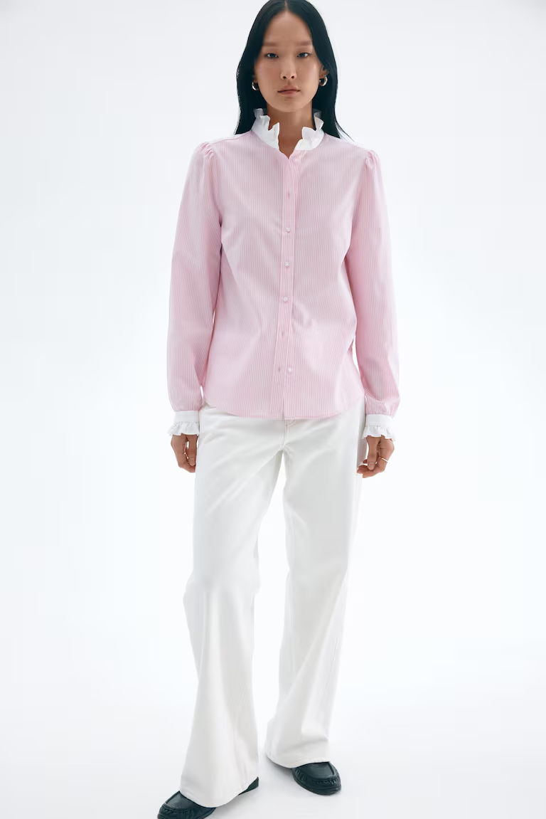 Ruffled-Collar Shirt